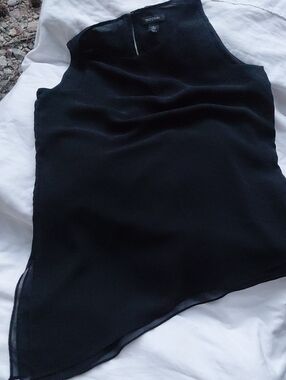 White House Black Market Black Sheer Sleeveless Blouse
